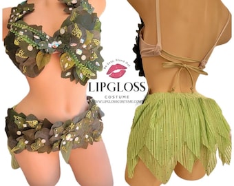 Green Fairy Costume, Poison Ivy Costume, Mother nature,  Halloween Costume, Women Costume, Adult Woodland,