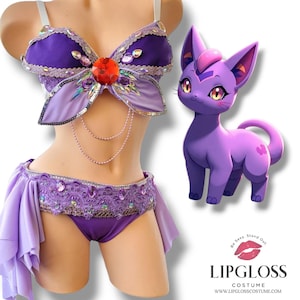 Sexy Espeon Psychic Cartoon Costume, Eeveevolution, Adult Woman Cosplay, Comic Book Animal Outfit for Comicon, Wondercon, Cosplayer