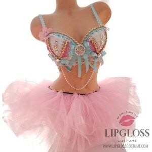 Ballerina Burlesque Rave Outfit Adult Woman Sexy Costume, Chain Rhinestone Bling Custom Dance Wear