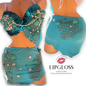 Blue Sea Mermaid Costume, Turquoise Sexy Adult Mermaid Halloween Costume, Mermaid Clothes, Under the Sea,  Blue Ariel, Women Costume