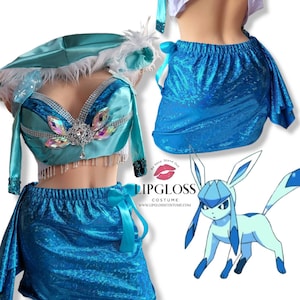 Glaceon Costume, Sexy Animal Costume, Cosplay, Anime, Comicon, Wondercon, Adult Woman Cartoon Costume, Halloween,  Animated Outfit