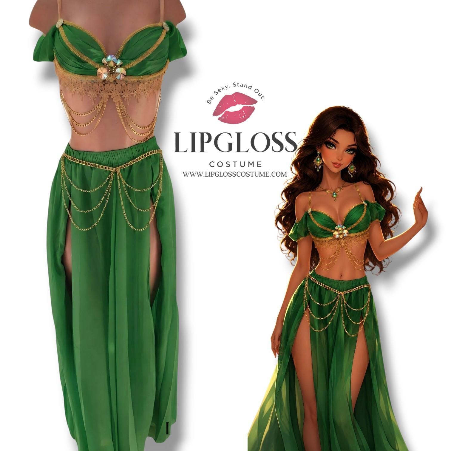 green belly dancer dress Dance fable