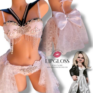 Sexy Adult Woman Rocker Bride Costume,  Chucky's Bride, Halloween Dark Punk Bride, Gothic Bride, Rock & Roll Bride