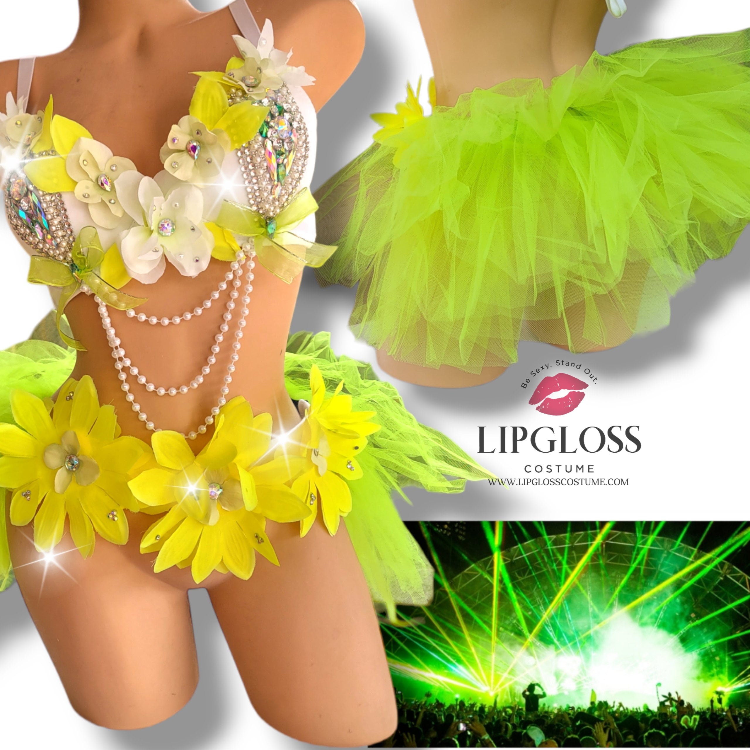 2 pezzi abiti da donna Rave tuta al neon crop top manica lunga costumi da bagno in rete con fibbia per festival club party, Rosso, XS