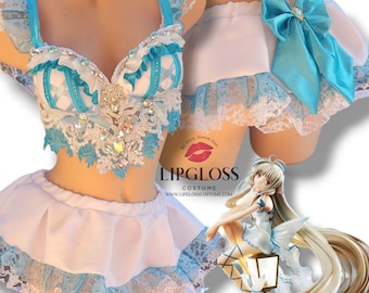 Sexy Rhinestone Anime Woman's Costume, Rave Outfit, Kawaii Doll, Chi chibots, Cosplay Commission