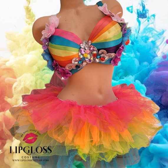 Rainbow Rave Outfit, Rainbow EDC Outfit, Sexy Clown Costume
