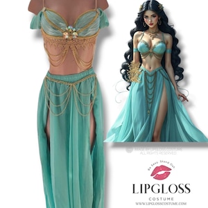 Mint Jasmine Princess Costume, Arabian Princess Costume, Belly Dancer, Jasmine Costume, Sexy Women Costume, Sexy Princess Costume