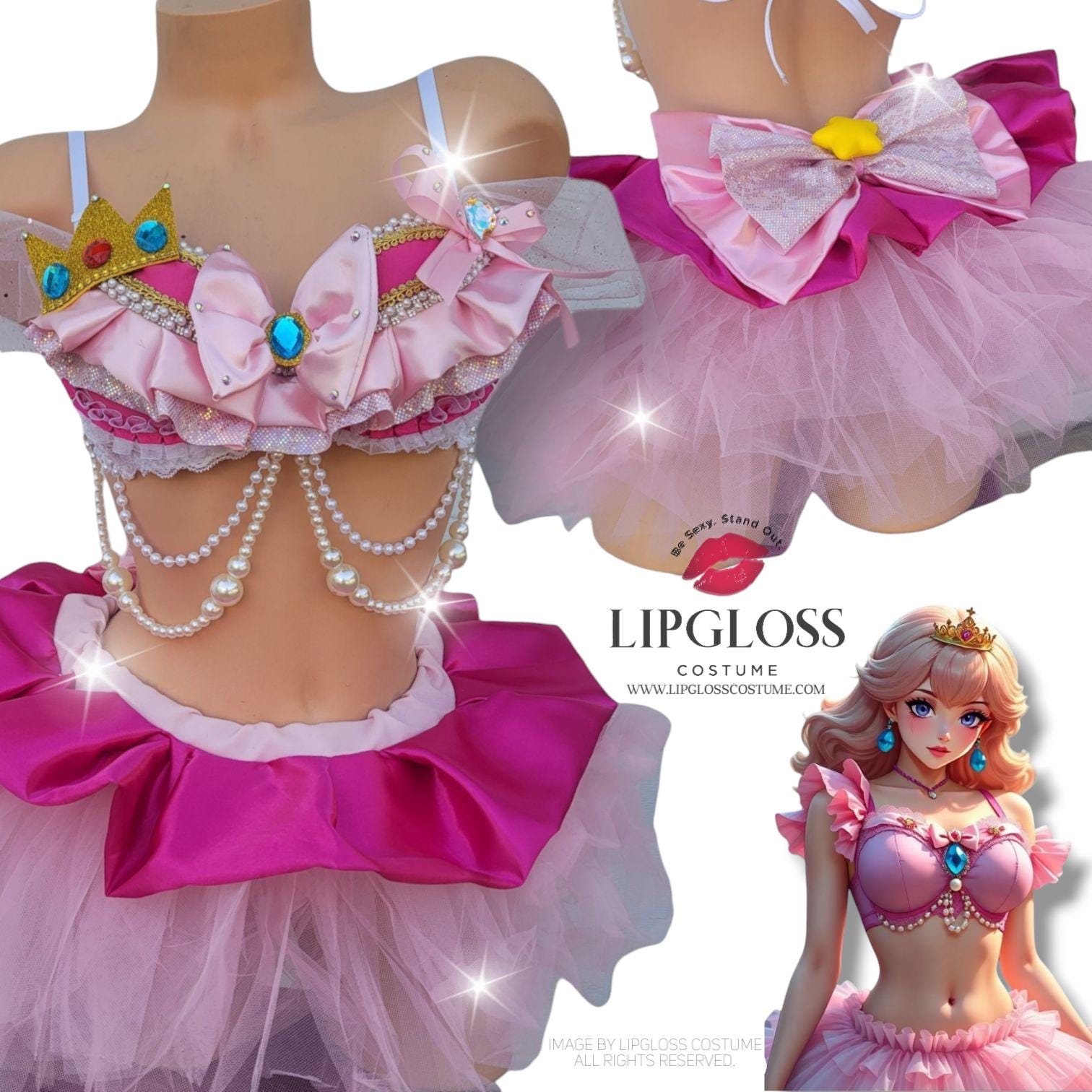 New Sexy Princess Peach Cosplay With Tutu, Superstar Characters, Video Game  Party Anime Womans EDC Outfit, Rave Costume, Cosplay, Rave Wear