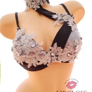 Gray Rhinestone Bra, Gray Rhinestone Top, Rhinestone Top, Girls Dancewear, Girls Dancewear Top, Rave Bra, Custom Bra
