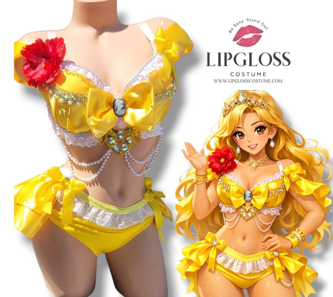 Belle Beauty Yellow Princess Rave Outfit, Fairy Festival Lingerie Set, Sexy  Halloween Costume, Burlesque, Coquette Cosplay Lingerie - Etsy Australia