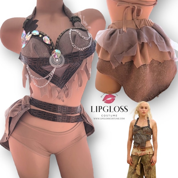 Sexy khalessi Inspired Costume, Queen Daenerys  Targaryen, Mother of dragon, Amazonian, Bohemian Outfit, Burning Man festival clothes