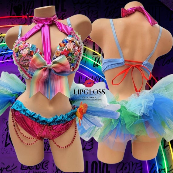 Candyland Surprise Rave Costume, Sexy Rave Outfit, Cute Rave Outfit, EDC  Outfit, Rainbow, Candyland, EDC, Candy, Kandi, Kandi Bra, Rave Bra -   Canada