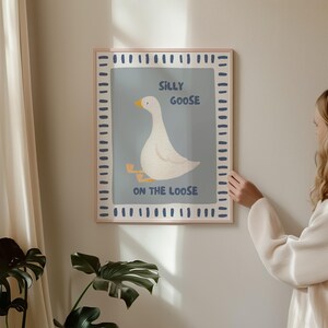 Silly Goose Nursery Print: Blue Farm Animal Art (digital Download) - Etsy