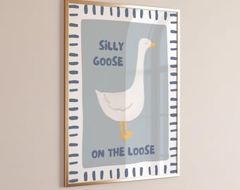 Zabawna grafika z motywem zwierząt gospodarskich „Silly Goose” do pokoju dziecięcego (do pobrania w wersji cyfrowej)