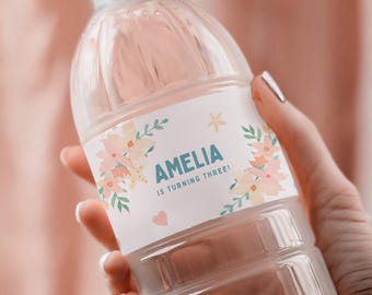 Mermaid Water Bottle Labels: Under the Sea Birthday Party Decor (Editable Canva Template) MM01