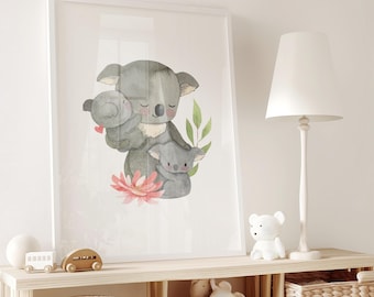 Watercolor Koala Nursery Print: Australian Wildlife Art (Digital Download