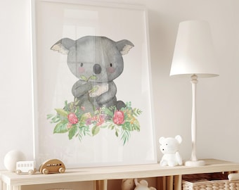Watercolor Koala Nursery Print: Australian Animal Art (Digital Download