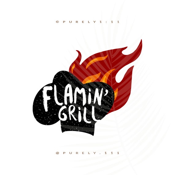 Flamin Grill Logo Food Truck Flame Cooking Chef Logo Etsy