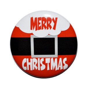 Merry Christmas, Santa Claus button, Christmas pin, holiday pin, Holiday button, Christmas decoration, stocking stuffer, 2 1/4 inch button