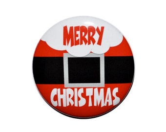 Merry Christmas, Santa Claus button, Christmas pin, holiday pin, Holiday button, Christmas decoration, stocking stuffer, 2 1/4 inch button
