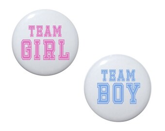 Gender Reveal shower team boy team girl team pink team blue  2 1/4 inch pin-back buttons