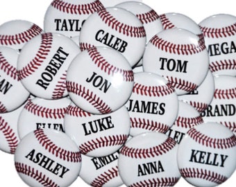 Personalized baseball pin name tag ID button name badge baseball theme baseball party baseball wedding baseball employee name tag 2 1/4 inch