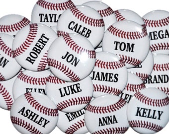 Personalized baseball pin, name tag, name badge, baseball theme, baseball party, baseball wedding, baseball ID, employee name tag
