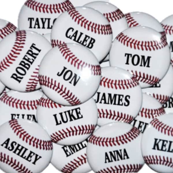 Personalized baseball pin, name tag, name badge, baseball theme, baseball party, baseball wedding, baseball ID, employee name tag