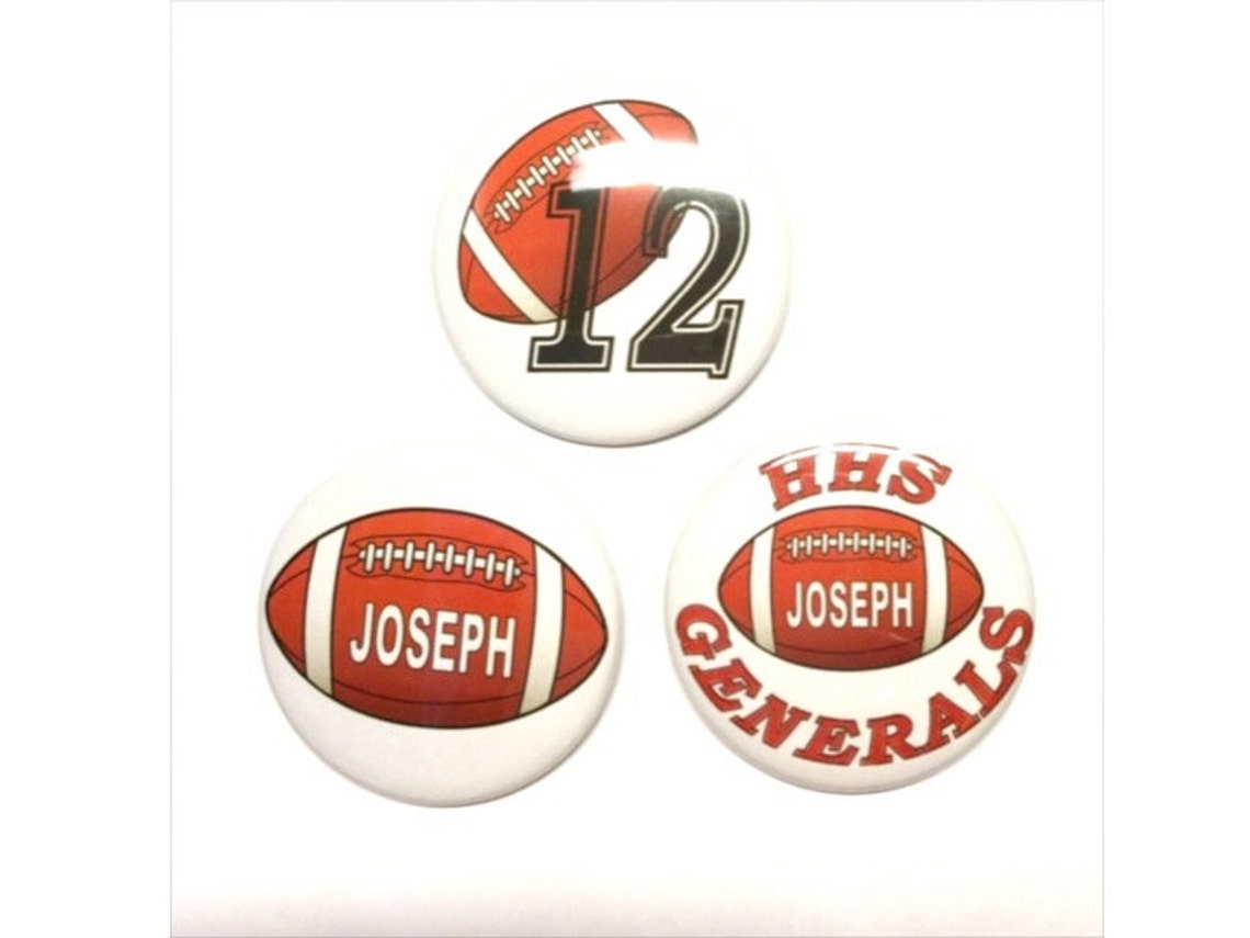 Personalized Football Pin Name Tag Name Badge Football Theme Etsy