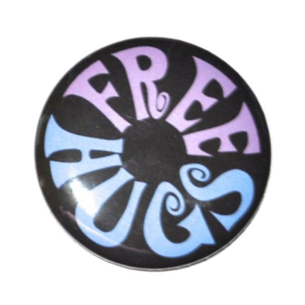 Free Hugs fun button novelty button grab bag goodie bag 2 1/4 inch pin back button