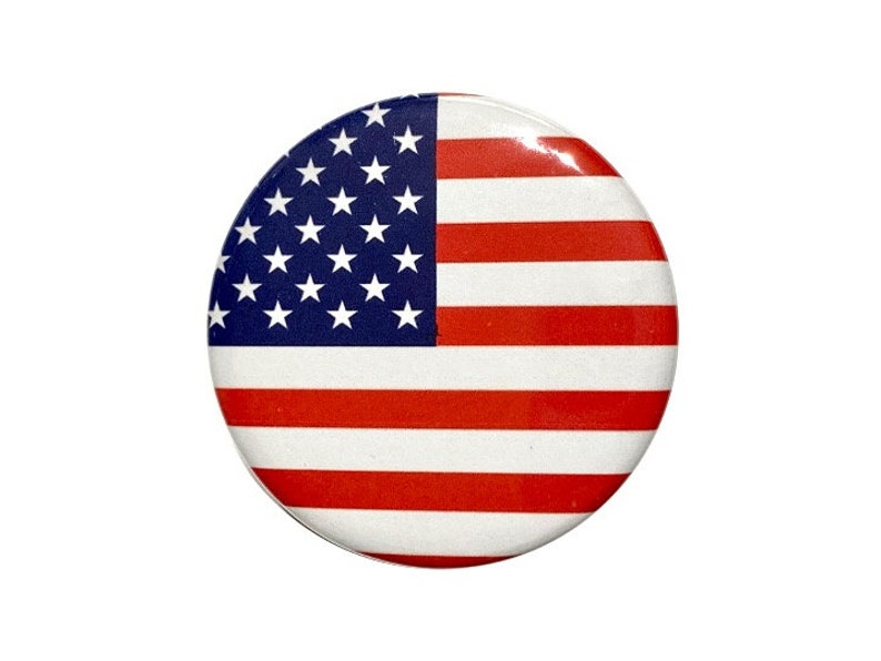 American Flag, 4th of July, Independence Day, America the Beautiful, US Flag 2 1/4 inch pin-back button. image 1