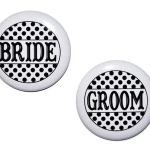 Bride, Groom, Mother of the Bride, Father of the Bride, Mother of the Groom, Father of the Groom 2 1/4 inch pin back buttons