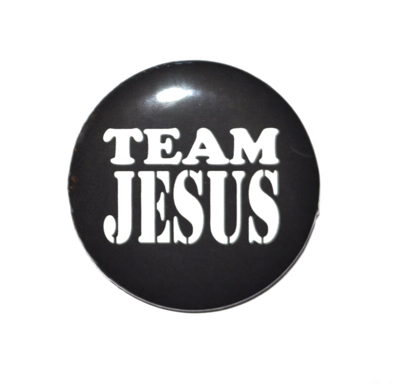 Christian Button TEAM JESUS Religious Pin 2 1/4 Inch Button Pin-back ...