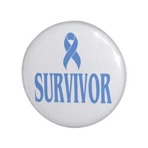Prostate Cancer Survivor light blue ribbon awareness ribbon support ribbon team awareness pin peace love and cure 2 1/4 inch button
