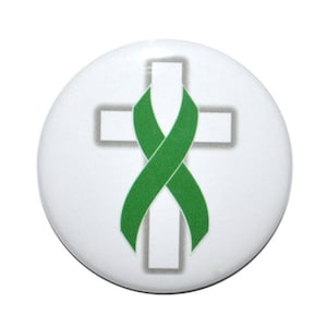 Green ribbon awareness Cerebal palsy lyme disease spinal cord injury bipolar disorder tourette syndrome awareness support 2 1/4 inch button