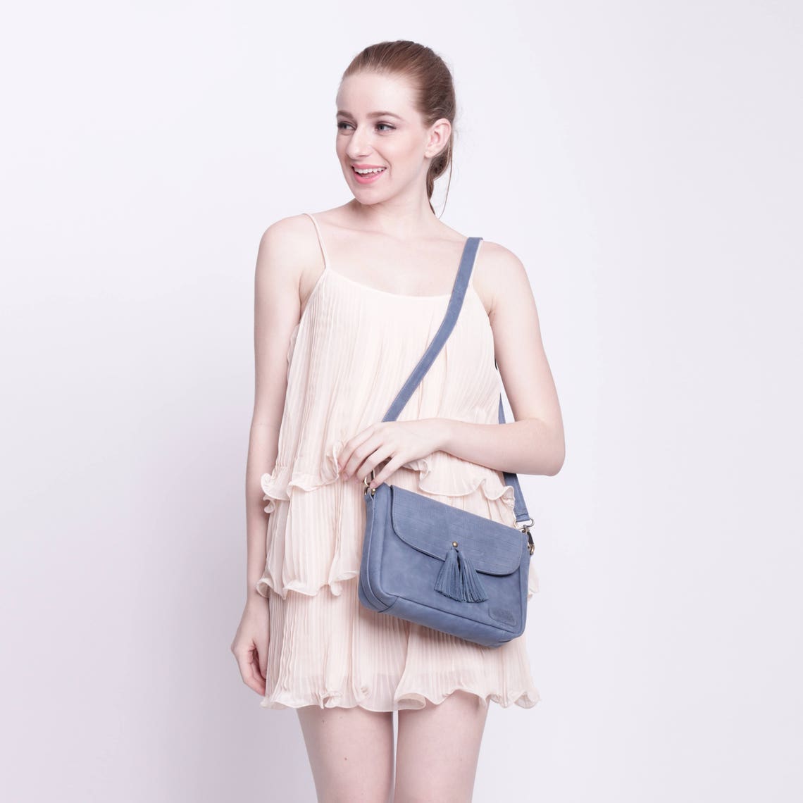 Leather Quilted Messenger Bag With Tassel, Women's Leather Quilted