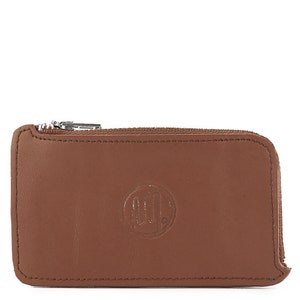 Mini monedero de cuero, monedero con cremallera, cartera delgada con cremallera, mini tarjetero