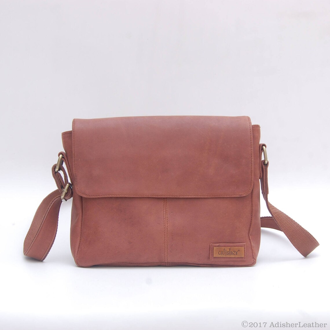 Mens Crazy Horse Leather Messenger Bag Vintage Brown Leather Etsy