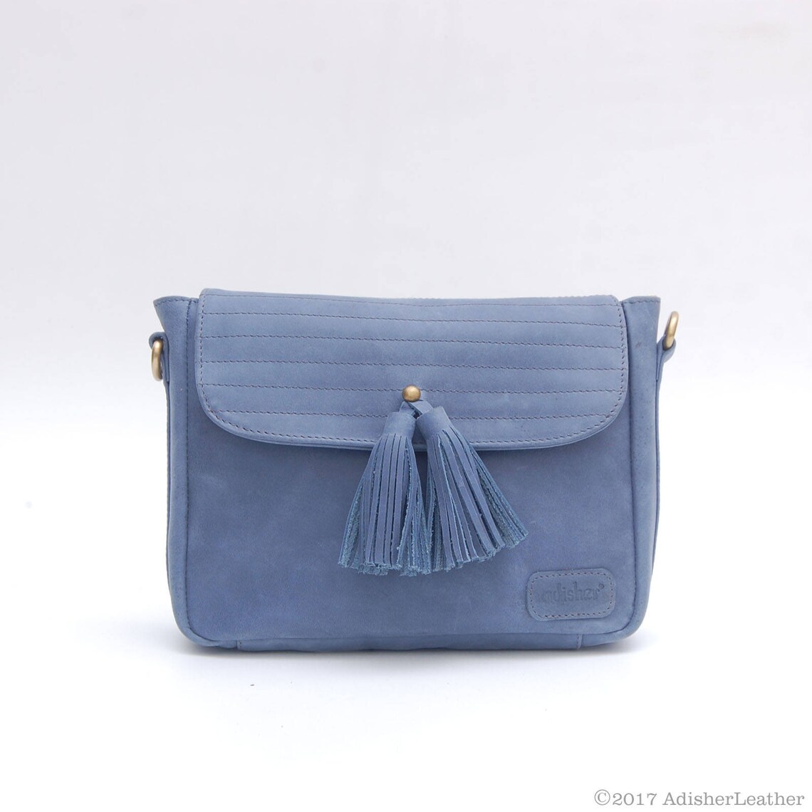 Leather Quilted Messenger Bag With Tassel, Women's Leather Quilted