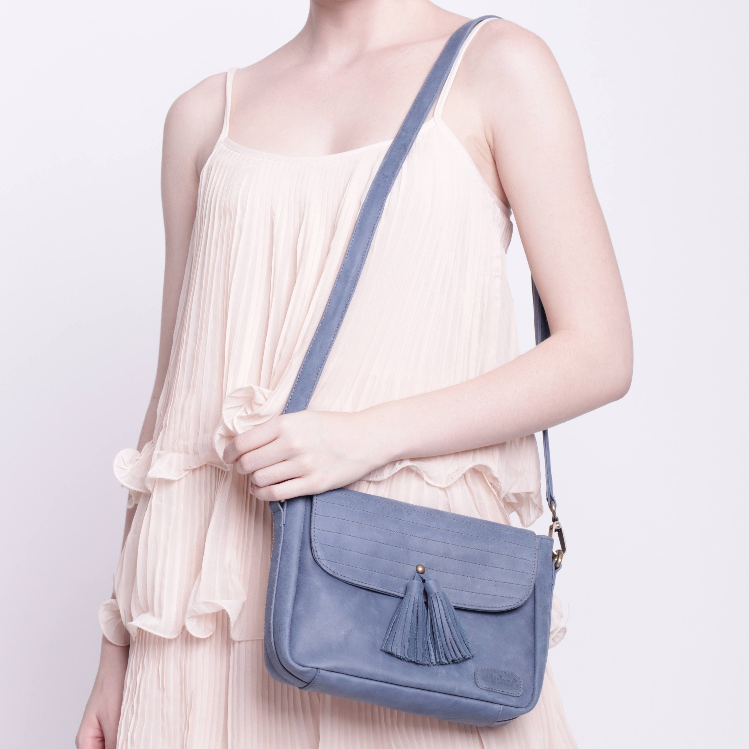 Leather Quilted Messenger Bag With Tassel, Women's Leather Quilted