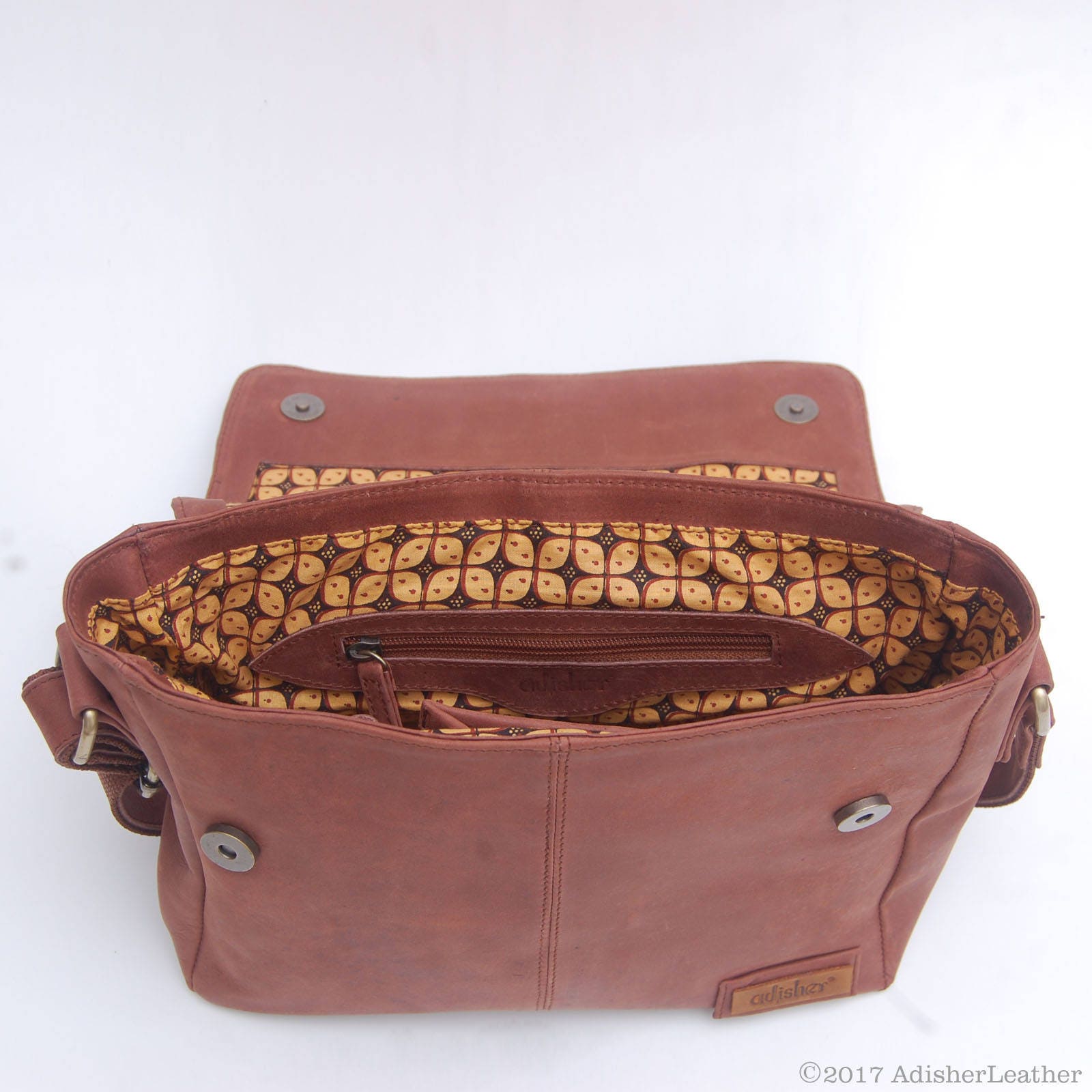 Mens Crazy Horse Leather Messenger Bag Vintage Brown Leather Etsy