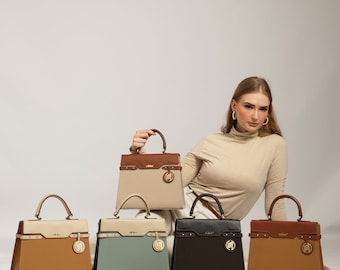 Bolso de lona con estructura de cuero: Kawung Batik, repelente al agua