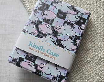 Kindleケース // チェック柄の雲