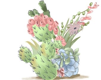 Cactus print watercolor cactus art, cactus print,  succulent watercolor, cacti, cactus painting, floral, southwest graphic art