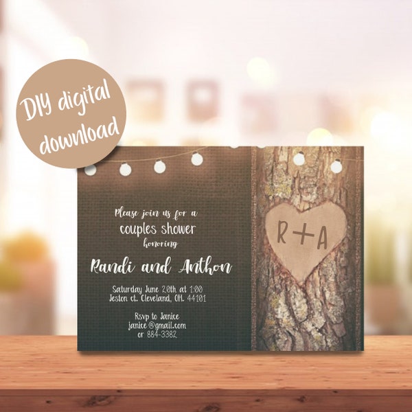 Rustic Wedding invitation / rustic /bridal shower invitation / shabby chic wedding / shower / farmhouse decor / farm wedding / mountain /