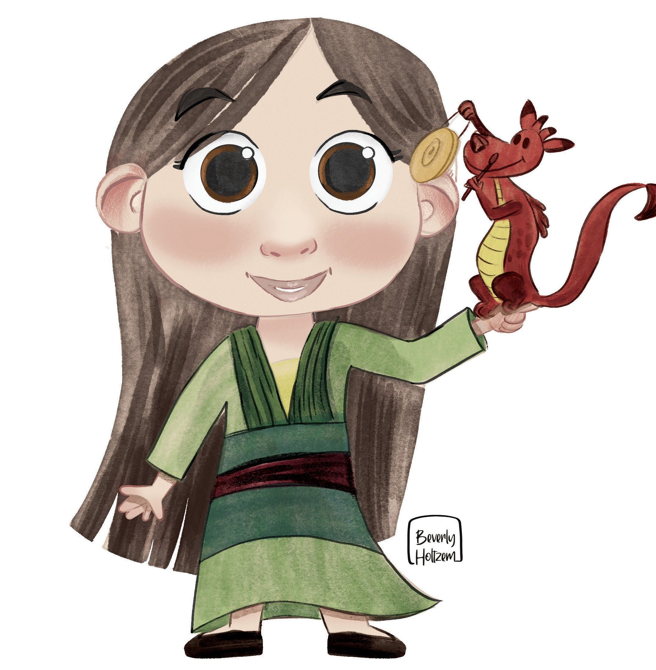 Warrior Princess China Mulan Mushu Wall Art Print Home Decor Nursery ...