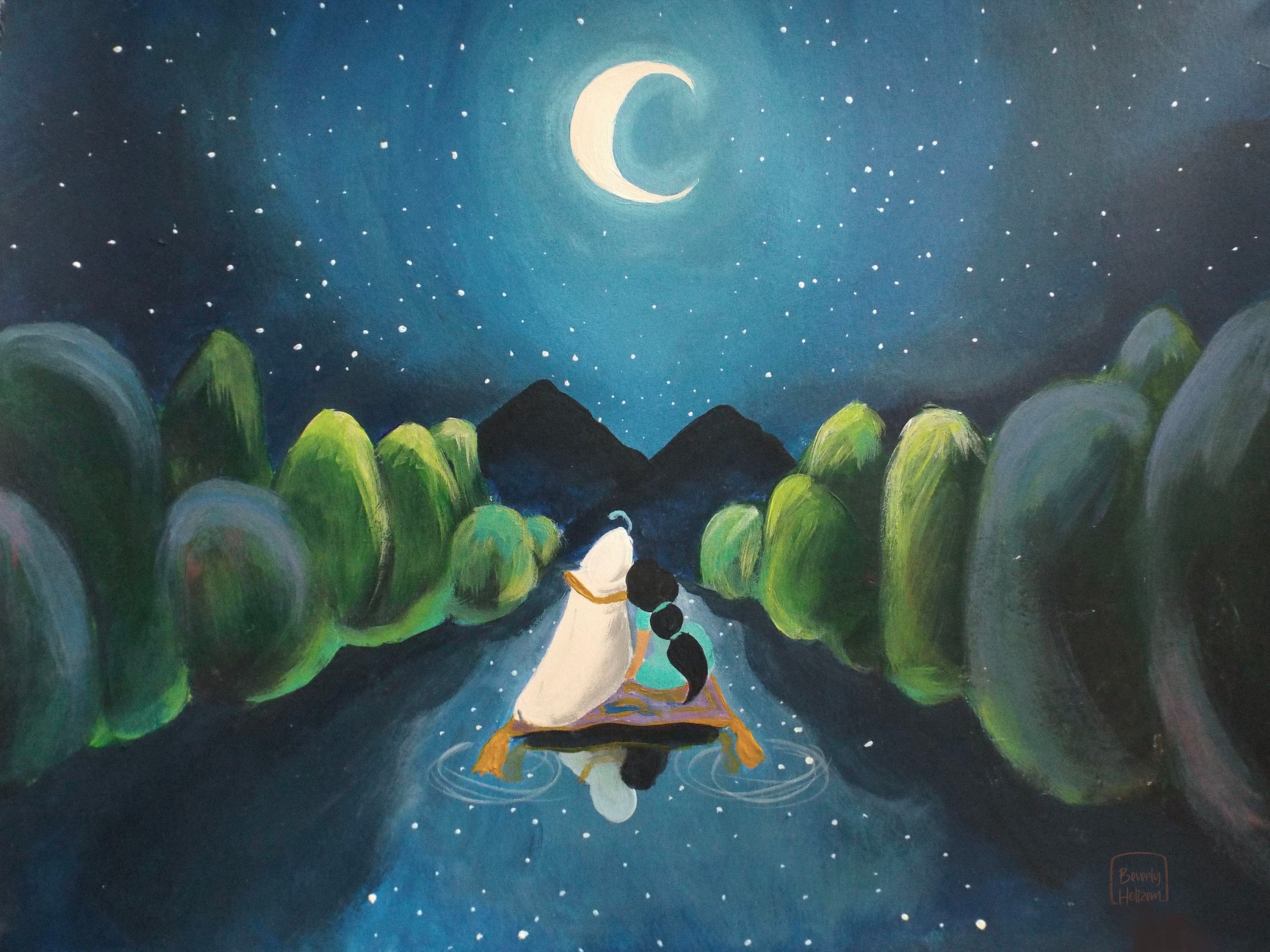 Aladdin and Jasmine / Disney Art / Magic Carpet Ride / Print