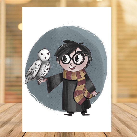 Harry Potter Watercolor Art / Hogwarts Art / Harry Potter Artwork  Gryffindor, Hedwig, Magic 