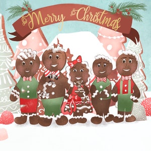 Custom portrait Christmas jammies Card • hot cocoa Holiday Card • pajama Illustrated Family • Christmas tree illustration