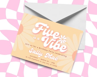 Five is a Vibe Birthday Invitation -- Digital -- Printable -- Edit in Canva